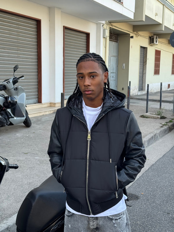 BOMBER CON MANICHE IN PELLE