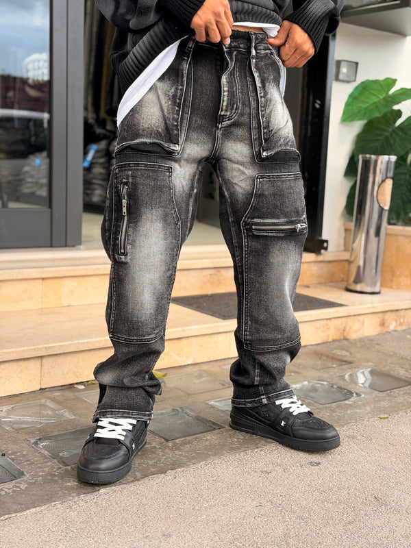 BAGGY CARPENTER ZIP MARMO. A6035