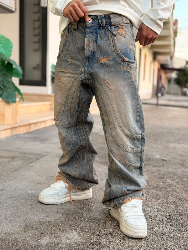 SUPER BAGGY CNT 418 BLU SABBIATO