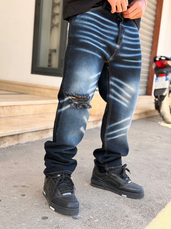 BAGGY BUNKER SPRUZZATO BLU